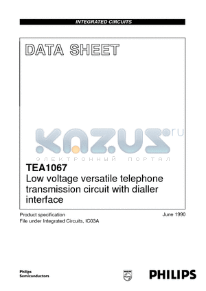 TEA1067 datasheet - Low voltage versatile telephone transmission circuit with dialler interface