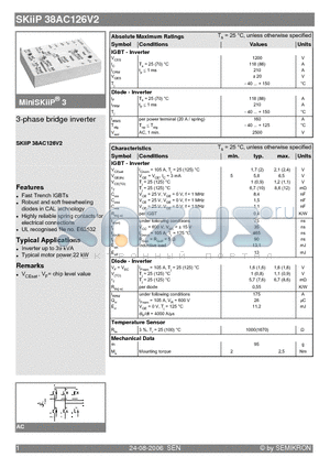 SKIIP38AC126V2 datasheet - 3-phase bridge inverter
