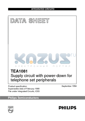 TEA1081T datasheet - Supply circuit with power-down for telephone set peripherals