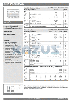 SKIIP432GH120-4D datasheet - 4-pack - integrated intelligent Power System