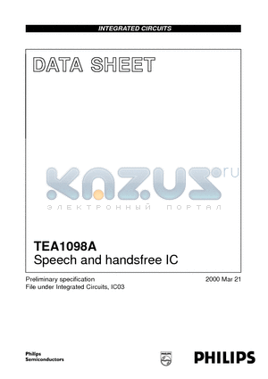 TEA1098ATV datasheet - Speech and handsfree IC