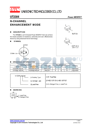 UT2304 datasheet - N-CHANNEL ENHANCEMENT MODE