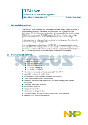 TEA1522P datasheet - SMPS ICs for low-power systems