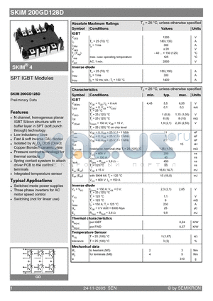 SKIM200GD128D datasheet - SPT IGBT Modules