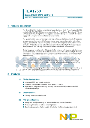 TEA1750T datasheet - GreenChip III SMPS control IC