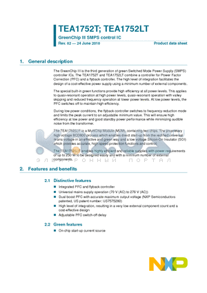 TEA1752LT datasheet - GreenChip III SMPS control IC