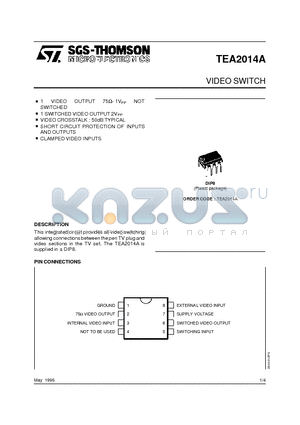 TEA2014A datasheet - VIDEO SWITCH