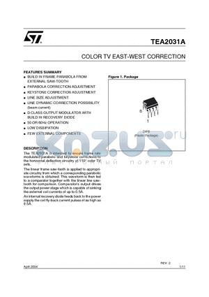 TEA2031A_07 datasheet - COLOR TV EAST-WEST CORRECTION