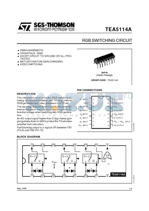 TEA5114 datasheet - RGB SWITCHING CIRCUIT