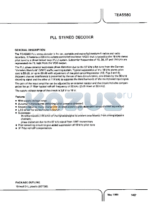 TEA5580 datasheet - PLL stereo decoder