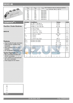 SKKD4612 datasheet - Rectifier Diode Modules