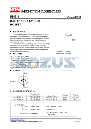 UT4410 datasheet - N-CHANNEL 30-V (D-S) MOSFET