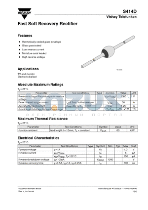 S414 datasheet - Fast Soft Recovery Rectifier