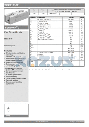 SKKE310F12 datasheet - Fast Diode Module