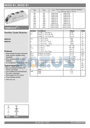 SKKE81/20H4 datasheet - Rectifier Diode Modules