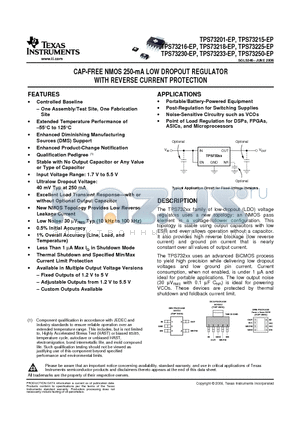 TPS73201-EP datasheet - CAP-FREE NMOS 250-mA LOW DROPOUT REGULATOR WITH REVERSE CURRENT PROTECTION