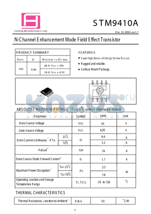 STM9410A datasheet - N-Channel E nhancement Mode Field Effect Transistor