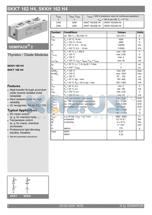 SKKT162H4 datasheet - Thyristor / Diode Modules