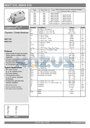 SKKT210 datasheet - Thyristor / Diode Modules