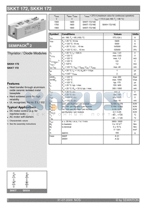SKKT172/18E datasheet - Thyristor / Diode Modules