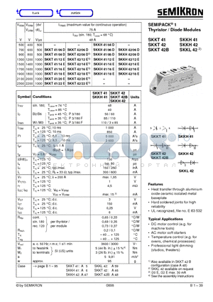 SKKT41/16E datasheet - Thyristor / Diode Modules