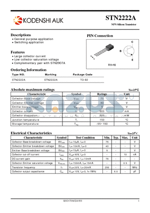 STN2222A datasheet - NPN Silicon Transistor