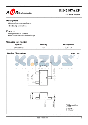 STN2907AEF datasheet - PNP Silicon Transistor