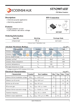 STN2907AEF datasheet - PNP Silicon Transistor