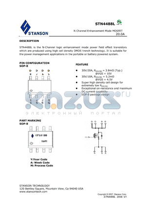 STN4488L datasheet - STN4488L is the N-Channel logic enhancement mode power field effect transistors which are produced using high cell density DMOS trench technology.