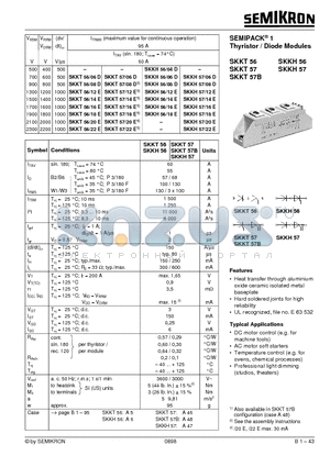 SKKT57/06D datasheet - Thyristor / Diode Modules