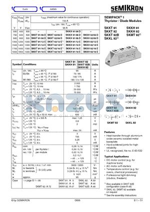 SKKT92/18E datasheet - SEMIPACK1 Thyristor / Diode Modules