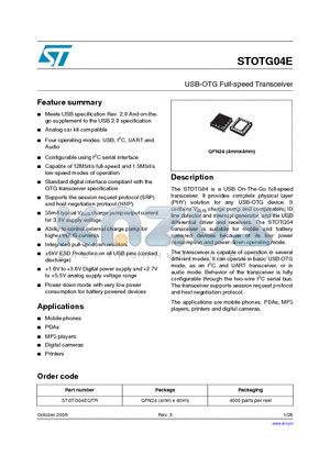 STOTG04EQTR datasheet - USB-OTG Full-speed Transceiver