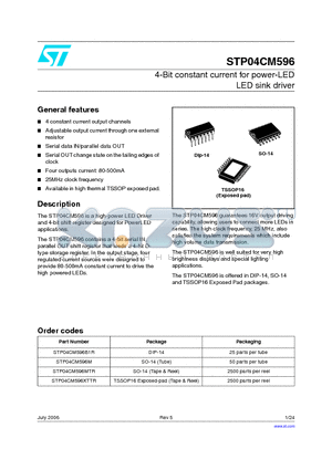 STP04CM596B1R datasheet - 4-Bit constant current for power-LED,  LED sink driver