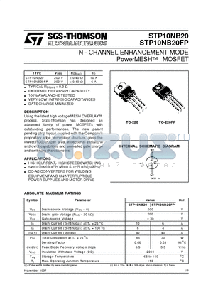STP10NB20 datasheet - N - CHANNEL ENHANCEMENT MODE PowerMESH  MOSFET