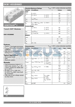 SKM145GB066D datasheet - Trench IGBT Modules