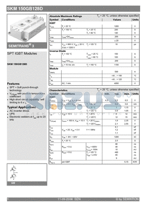 SKM150GB128D_06 datasheet - SPT IGBT Modules
