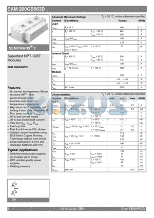SKM200GB063D datasheet - Superfast NPT-IGBT Modules