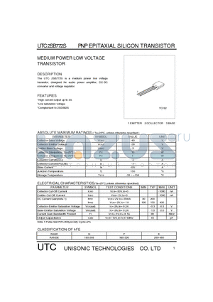 UTC2SB772S datasheet - MEDIUM POWER LOW VOLTAGE TRANSISTOR