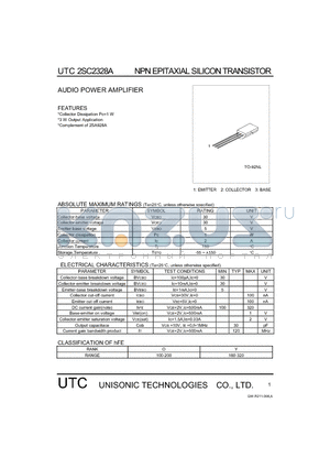 UTC2SC2328A datasheet - AUDIO POWER AMPLIFIER