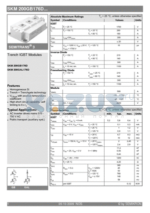 SKM200GB176D_09 datasheet - Trench IGBT Modules