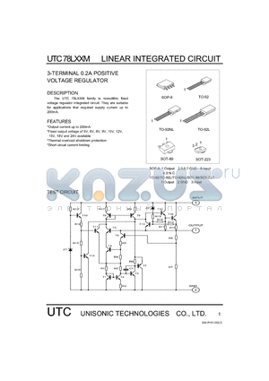 UTC78L10M datasheet - LINEAR INTEGRATED CIRCUIT