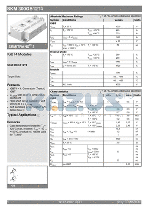SKM300GB12T4 datasheet - IGBT4 Modules