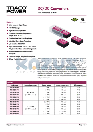 TEN3-2412WI datasheet - DC/DC Converters