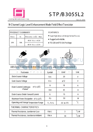 STP3055L2 datasheet - N-Channel Logic Level E nhancement Mode Field Effect Transistor
