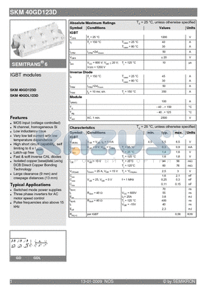 SKM40GD123D datasheet - IGBT modules