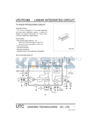 UTCPC1353 datasheet - TV AUDIO PROCESSING CIRCUIT