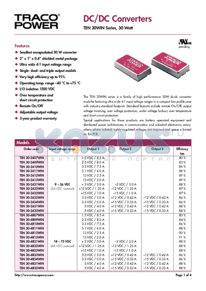 TEN30-4809WIN datasheet - DC/DC Converters