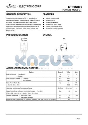 STP3NB80 datasheet - POWER MOSFET