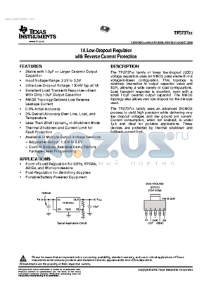 TPS73701DCQR datasheet - 1A Low-Dropout Regulator with Reverse Current Protection