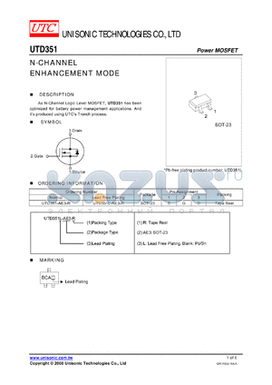 UTD351-AE3-R datasheet - N-CHANNEL ENHANCEMENT MODE